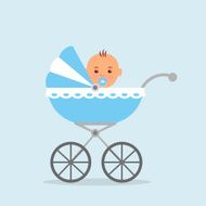 Newborn baby sitting in the carriage