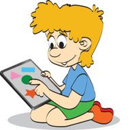 boy playing tablet game