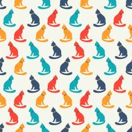 Animal seamless vector pattern of cat silhouettes N3