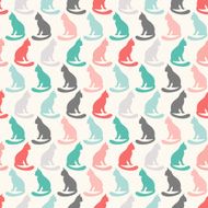 Animal seamless vector pattern of cat silhouettes N6