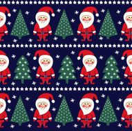 Seamless Christmas pattern with Santa Claus stars and xmas tree
