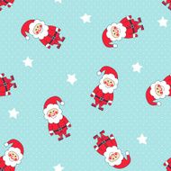Seamless Christmas pattern with Santa Claus and stars
