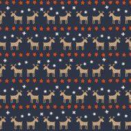 Seamless Christmas pattern - deers stars and snowflakes