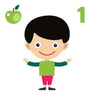 Vector cartoon boy learning game card N9