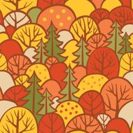 Seamless tree pattern with forest illustration in vector