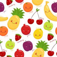 Seamless pattern of fruits vegetarian food juice vitamins