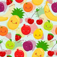 Seamless background stock vector image cartoon fruit vegetarian
