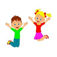 children boy and girl jumping