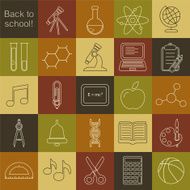 School and science linear icons set