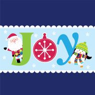 Holiday Card with Cute Santa and Penguin - Illustration