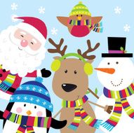 Holiday Card with Santa and Friends - Illustration N2