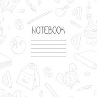 Back to school monochrome doodle notebook design and hand lettering