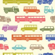 Seamless baby background with retro flat car icons