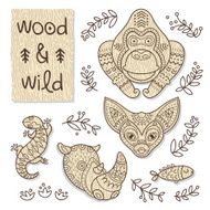 Wood animal figures Eco friendly toys N9