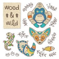 Wood animal figures Eco friendly toys N11