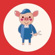 animal worker cartoon theme elements N6