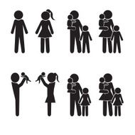 Family icons set happy family illustration