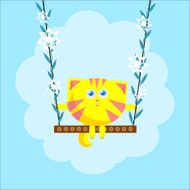 cat on seesaw with flowers