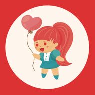 little kid with heart theme elements