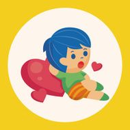 little kid with heart theme elements N2