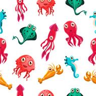 Kids seamless pattern with sea life
