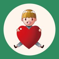little kid with heart theme elements N18