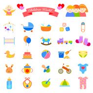 baby flat icons set
