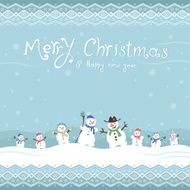 cute and funny family snowmen Template Christmas cards vector illustrations