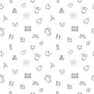 Vector baby or pregnancy seamless pattern Newborn black and white