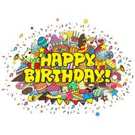 Birthday party hand drawn doodles elements background
