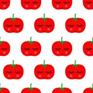 Seamless pattern with smiling sleeping tomatoes for kids holidays