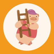 animal pig worker cartoon theme elements N3