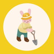 animal rabbit worker cartoon theme elements N3