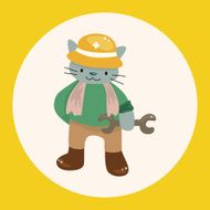 animal cat worker cartoon theme elements N4