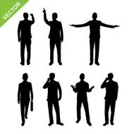 Actions of Business man silhouettes vector N2