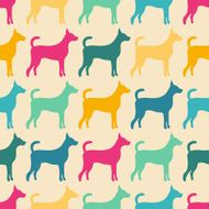 Funny animal seamless pattern of dog silhouettes