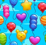 Seamless pattern with cute cartoon balloons