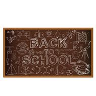 Back to school chalk board Set of doodles on brown