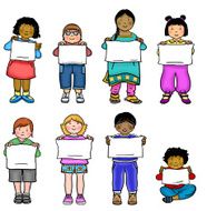 Multi-cultural kids in a line illustration