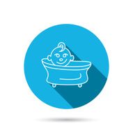 Baby in bath icon Toddler bathing sign N5