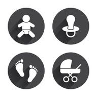 Baby infants icons Buggy and dummy symbols N10