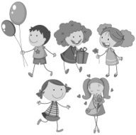 Boy girls happy faces