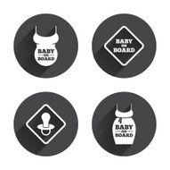 Baby on board icons Infant caution signs N16