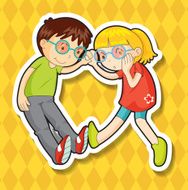 Boy and girl wearing glasses