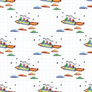 Happy kids with pencil shaped rocket