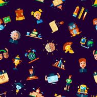 Pattern of school college flat design icons and infographics elements
