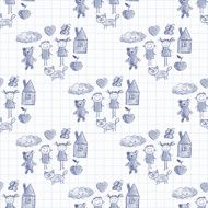 Set of colorful kids drawing style pictures