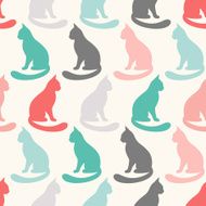Animal seamless vector pattern of cat silhouettes N7