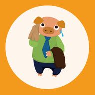 animal pig worker cartoon theme elements N4