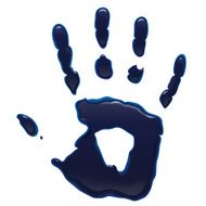 Blue ink hand print